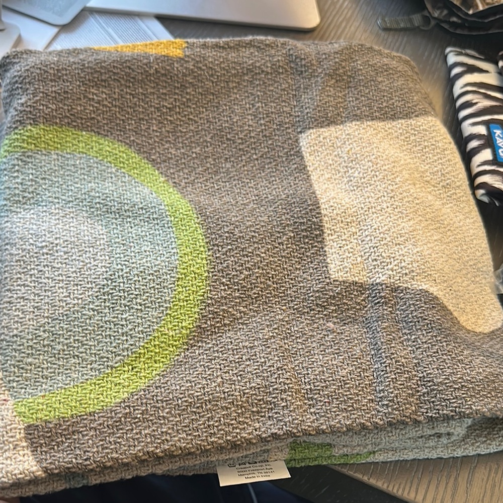 Creative co op Active USA Green and Gray Recycled Blanket